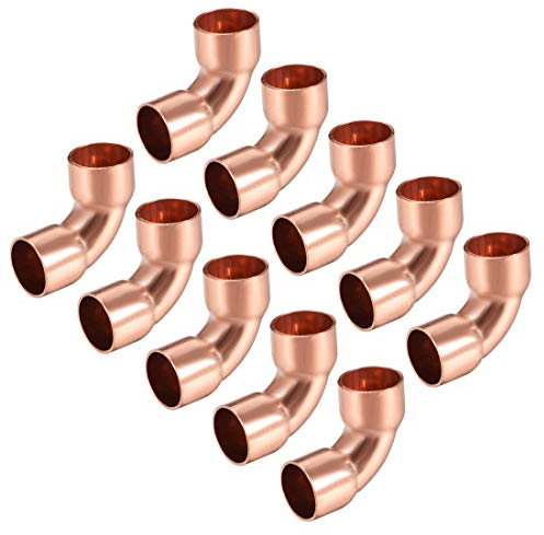 sourcing map 10 Stück 90 Grad Kupferbogen 9,5mm Ellenbogen Kupferrohr Rohrverschraubung Verbinder für Klempnerarbeit