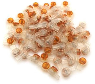 UY Kabel auf Draht Stecker K2, Sincoda 100 Stück wasserfest gelgefüllt, orange transparente Tasten, Telefonkabelverbinder, UY2 Butt Spllice Connector K2 Netzwerkkabelschuhe