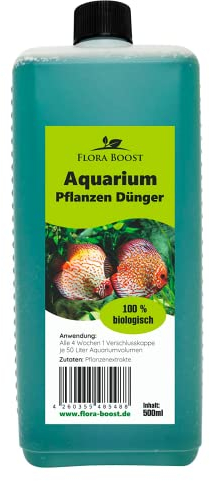 Konfitee Aquarium Pflanzen Dünger Flora Boost 500ml I Für bis zu 100L Gießwasser I Für alle Aquariumpflanzen geeignet I Flüssiger Blatt- & Wurzeldünger I 100% natürlicher Pflanzendünger
