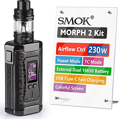 SMOK Morph 2 E Cigarette Vapes Starter Mod Kit, 230W Multi-Use Device, Colorful TFT Display, 2ml Top Filling System, Uses Dual 18650 Battery(Not Included), USB Type-C Fast Charge, No Nicotine (Black)