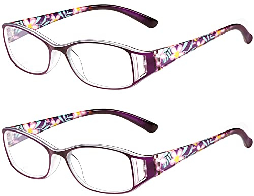 SaNgaiMEi Blaulichtfilter Lesebrille Damen Herren Computerbrille, Bequeme und flexible Blaulichtbrille Lesehilfen Sehhilfe Brille mit Sehstärke (Lila, 3.0, multiplier_x)