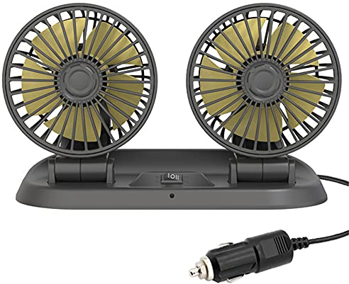 Asudaro Auto USB Ventilator, USB Lüfter Mini Ventilator Lüfter 12V/24V 360 Grad Drehung Zwei Kopf Fahrzeuglüfter 2 Geschwindigkeit für Tisch-PC Kinderwagen Zuhause Büro Camping Reisen Outdoor
