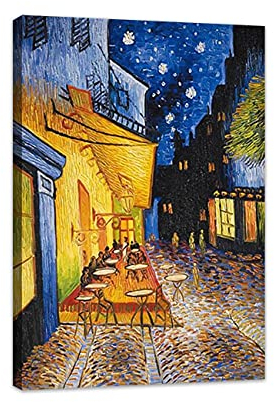 ZHONGYUTONG Berühmte Van Gogh Cafe Terrasse bei Nacht Kunstdruck auf Leinwand mit Rahmen Poster Gemälde Wandbild für Heimdekoration (40x60cm)