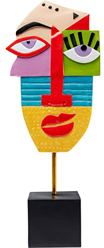 Kare Design Deko Objekt Abstract Face, abstraktes Gesicht, handbemalt, Multicolour, Artikelhöhe 52cm