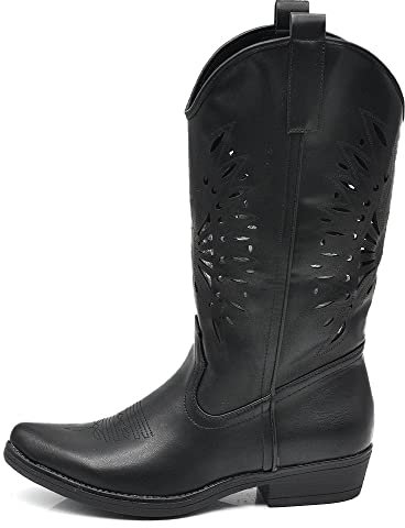 IF Fashion Cowboy Western Scarpe da Donna Stivali Stivaletti A Punta Camperos Texani Etnici 19004-6 nero N.38