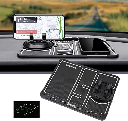 Yarrie Handyhalterung Auto for 4-in-1, Armaturenbrett Antirutschmatte Auto Handy mit 360 Grad Drehbar Halter, Multifunktion Anti Rutsch Matten mit Smartphone Halterung(White)