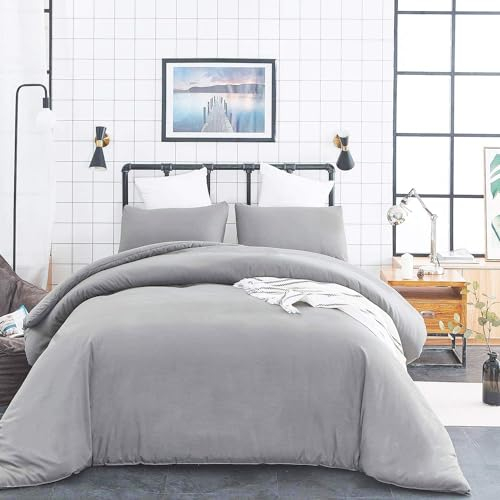 Houseri Graues Steppdecken-Set Doppelbett-Bettwäsche-Set Jungen Silbergrau Bettdecke Hellgrau Doppelbett-Sets für Mädchen Kleinkind Blassgrau Bettwäsche Silbergrau Bettdecke Twin Size