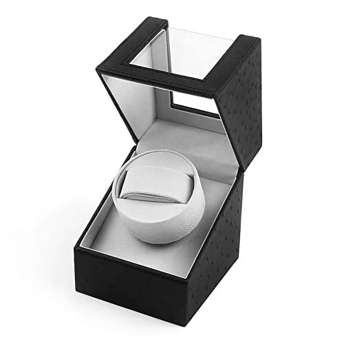 Automatische Uhrenbeweger Box, luxuriöser Uhrenwender mit leisem Motor für Automatische Uhr, Single PU Leder Uhrenbeweger Kollektor Vitrine Uhrengehäuse, Batteriebetrieb oder Netzteil (#3)