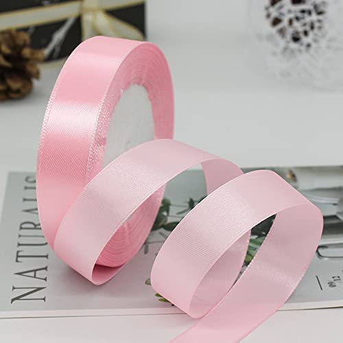 ZHIHUI Satinband Rosa 20mm, 22 Meters Dekoration Geschenkband Fein Schleifenband, Stoffband für Luftballons, Hochzeit, Taufe und Geburtstag Geschenke Der Valentinstag Verpackung von Geschenken