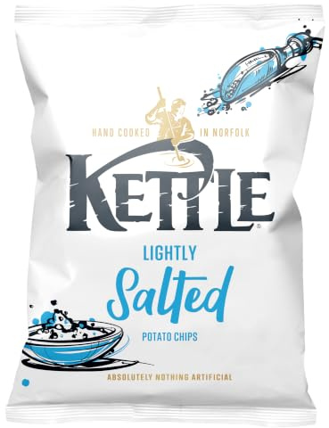 Kettle Lightly Salted Crisps, 130g Share Bag, Hand Cooked British Potato Chips, Gluten Free, Vegan & Vegetarian Friendly, Made In Norfolk