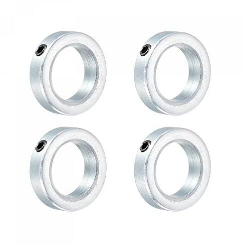 sourcing map 4Pack Schaftring Stellringe 22mm Befestigungsring Verzinkter Karbonstahl Set Schaftmanschette Schraube Klemmen Optische Achse Führungsschiene Silberton