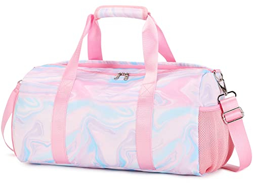 Sac Sport Fille Sac de Voyage Filles Sac de Danse Sac Voyage Sac de Formation Sac de Sport pour Gymnastique,Natation,Leçon de Tennis,Sac de Voyage avec Pochette étanche et Compartiment pour Chaussures