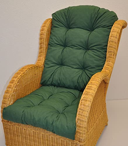 Premium Qualität - Polster/Kissen/Ersatzpolster für Rattan Ohrensessel/Rattansessel, Colore Verde Scuro (dunkelgrün)