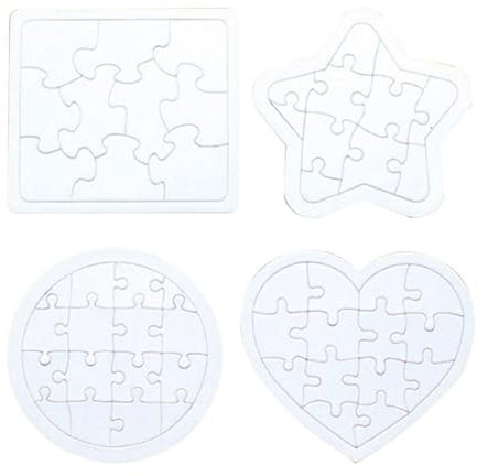 Alipis Coloring Blank Puzzle, 4Pcs Blank Jigsaw Decorating Puzzle Paper Drawing Board for DIY Crafts, 18.5 x 12 CM
