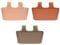 ENGELLAND 3 x Blumenkasten zum Auf-Hängen, Farbmix: Apricot, Rotbraun, Braun, Blumentopf, oval, Balkon, Übertopf, Pflanzkasten, mit Wasserspeicher/Wasserauffangschale