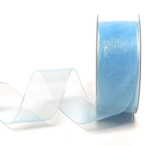 s.dekoda Schleifenband 50m x 40mm Hellblau Organza Chiffon Geschenkband Organzaband [1350-153]