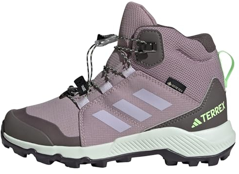 adidas Unisex niños Terrex Mid GORE-TEX Hiking Shoes, Fig / Silver Dawn / Green Spark, 38 2/3 EU