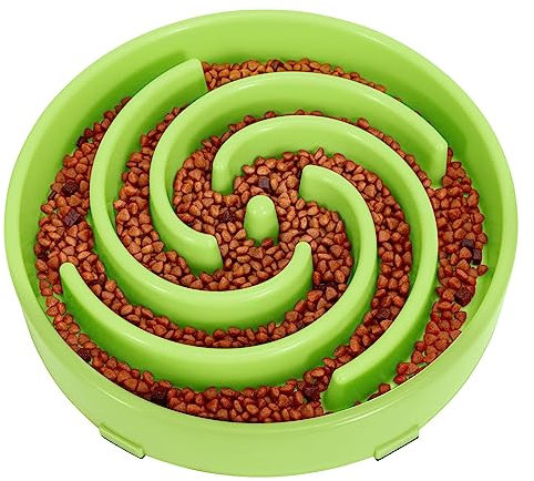 LEACOOLKEY Large Slow Feeder Dog Bowl,Maze Interactive Slow Eating Feeder Bowls, Anti Gulping Healthy Eating,Stop Bloat Pet Slow Down Feeding Dishes for Medium/Big Dogs(Grass Green)