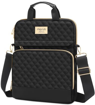 MOSISO 12.9 inch Tablet Sleeve for 13 inch iPad Pro M4 & iPad Air M2 2024, iPad Pro 12.9 M2 & M1 2022-2018, Galaxy Tab S8+/S9+ 12.4,Square Quilted Carrying Case with Front 2 Pockets, Black