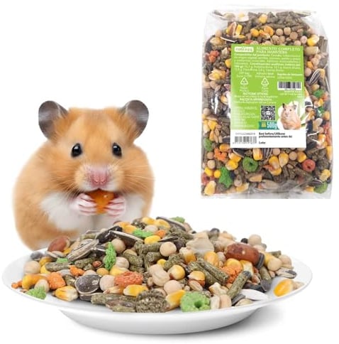 Nobleza - (500g Hamsterfutter Ausgewogen, Hauptfutter für Hamster mit Gemüse, Natürliches Nagerfutter für Meerschweinchen mit lebenswichtigen Vitaminen und Mineralien