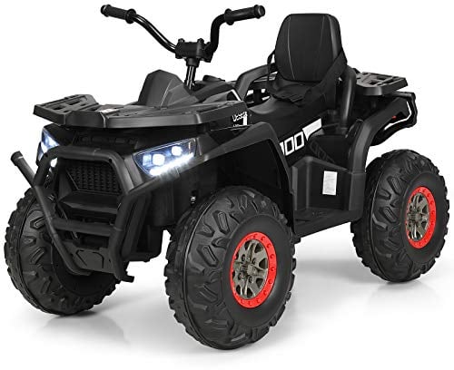 DREAMADE 12V Kinder Quad, 3-8km/h Elektro Kinderquad mit LED-Licht & MP3, Elektroauto für Kinder ab 3 Jahre, Mini Elektroquad mit Ladegerät, Belastbar bis 50kg, Elektrofahrzeug Kinder (Schwarz)