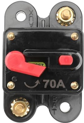 SUPVOX Disjoncteur à Réarmement Manuel 70 Ampères en Alliage Noir, Protection Électrique pour Voiture et Bateau, Interrupteur de Circuit Fiable