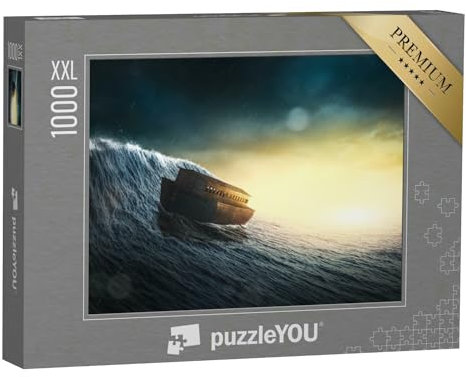 Puzzle 1000 Teile XXL „Digitale Kunst: Die Arche Noah im Sturm“ – aus der Puzzle-Kollektion Christentum