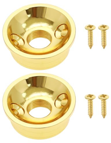 LT Easiyl 2pcs M9 Panneau de Prise de Guitare Plaque de Couverture en Métal Prise Filetée Métrique Couvercle de Fixation Déflecteur Adapté aux Guitares Électriques, Or