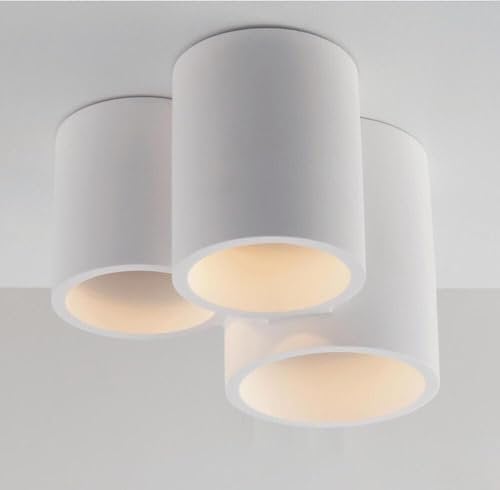 Kovalmax® Lampadario da soffitto 3 cilindri in gesso verniciabile supporto faretto gu10