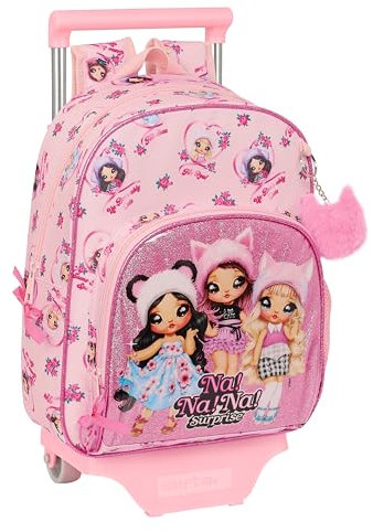 Safta NANANA FABULOUS - Kinderrucksack mit Trolley 705, ideal für Kinder unterschiedlichen Alters, bequem und vielseitig, Qualität und Widerstandsfähigkeit, 28 x 10 x 34 cm, Rosa, Rosa, Estándar,
