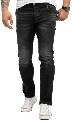Lorenzo Loren Herren Jeans Regular Fit Stretch Jeans Männerhose Herrenjeans Denim Hosen Herrenhose Straight Cut Stonewashed LL-4004 Dunkelgrau W38 L36