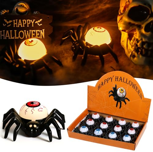BBLTIFF 12 Pièces Décoration Halloween, Araignées Bougies, Lampe Araignée Décorative, Bougie Chauffe Plat LED Pour Fête (Rouge, Orange, Bleu)