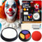 SEO-FANALLY Kit Maquillage de Clown Halloween Professionnel pour Visage Enfant Adulte, Fond de Teint Blanc Halloween, Peinture Visage Halloween: Nez Rouge de Clown + Maquillage Blanc Halloween