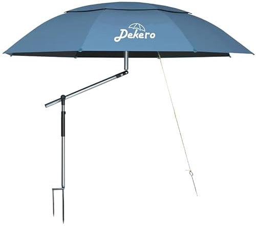 Dekero 240cm Anti Viento Sombrilla Playa,Proteccion UV,Parasol plegable Grande