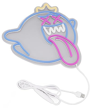 Halloween-Dekorationen, LED-Mario-Neonschild Wanddekoration, Dimmbar, Angetrieben durch Gaming-Neonlichter Schlafzimmer, Kinderzimmer, Spielzimmer, Party, Wohnzimmer(32 * 32cm)