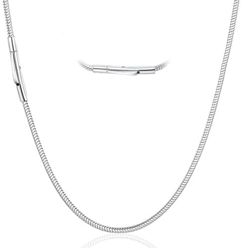 Uwiyo Snake Chain Necklace, 2/3/4mm Stainless Steel Men Round Snake Chain Necklaces Silver Black Thin Snakes Chain Necklace Cable Snakes Rope Chain for Men Women (Silver-4mm, 24.00)