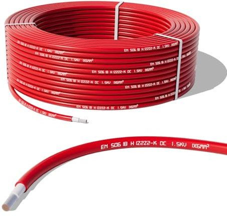 35Fahrenheit Solarkabel H1Z2Z2-K 6mm² | 100m Verlängerungskabel | UV-beständiges Photovoltaik Kabel Rot | UV- & Witterungsbeständig für PV Solaranlage