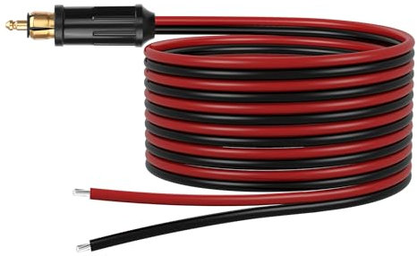CERRXIAN Câble de réparation DIN pour cigarette de moto, 12 V, prise mâle européenne, 14 AWG (2 m)