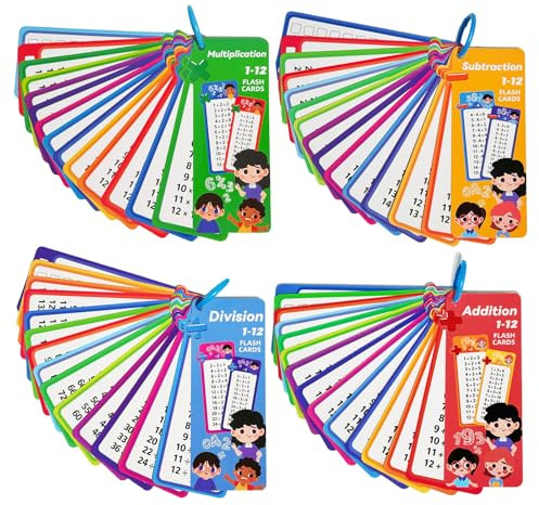 4 Sätze Lernkarten,1x1 Rechnen Lernen, Einmaleins Spiel,Lernen Spiel,Lernhilfe, Einschulung Geschenk Spiele Ab 5 Jahren Zum Rechnen Lernen(Addition, Subtraktion, Multiplikation Und Division)