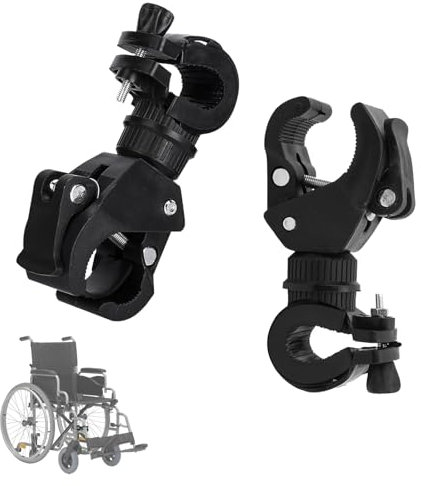 FUSONGQINTANG 2 Piezas Soporte para linternas Bicicleta Soporte Giratorio 360° Clip de Linterna Ajustable para Sillas De Ruedas Linternas Fijas Paraguas