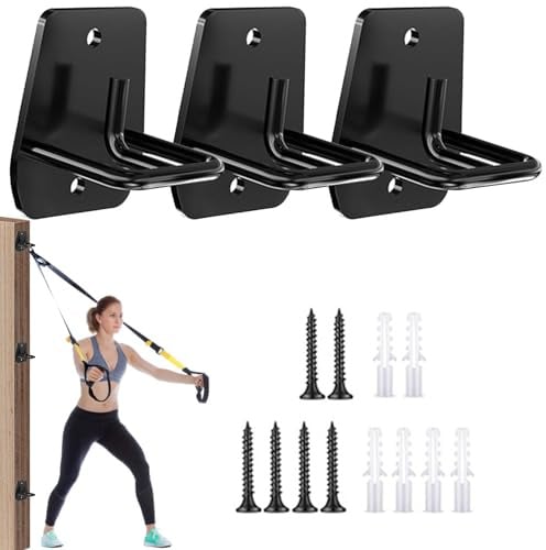 3Pcs Resistance Band Wall Anchor, Wall Mount Workout Anchors | Heavy Duty Battle Rope Anchor Strap Anchor Bracket for Strength Trainer, Suspension Training, Yoga Swings