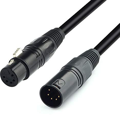 SiYear Cavo DMX XLR a 5 pin, DMX512 XLR a 5 pin maschio a femmina DMX 512 Turnaround DMX cavo luce da palcoscenico (4,5 m