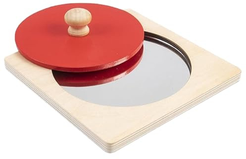 Interactive Mirrors Kids, Wooden Geometric Shape Puzzle Toy, Sensory Awareness Activity Board, Easy-Grip Knob Design, Compact Educational Toy for Toddler, Children and All Ages