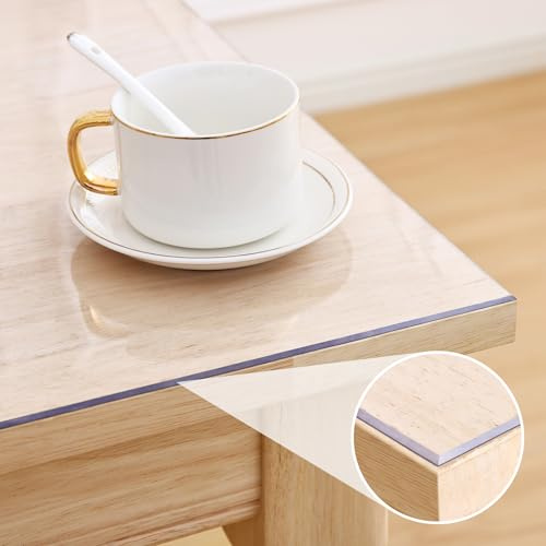 Homaxy Tischfolie Transparent 2 mm mit abgeschrägte Kante 80x80 cm | Tischschutz PVC Schutzfolie Transparente Tischdecke Abwaschbar Folie für Tisch