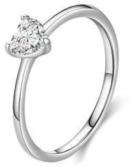 Wycian Verlobungsring Queen Ring Moissanite Weißgold 9K Au375 5X5.5mm Herzform Moissanit Größe 54 (17.2) Vorsteckring für Schwester Modern Schmuck Geschenk