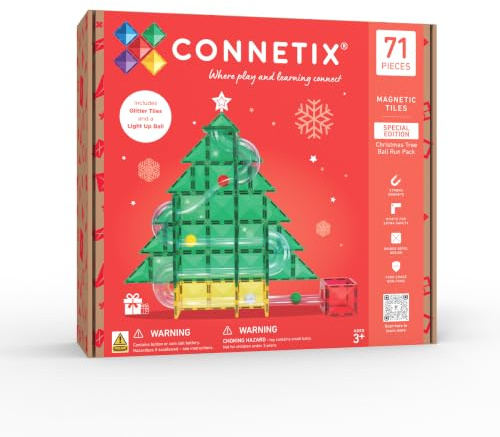 CONNETIX Magnetfliesen Special Edition Christbaumkugelbahn, 71-teilig