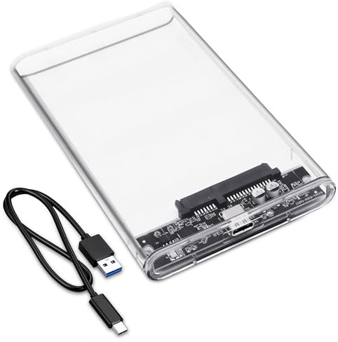 USB 3.0 Hard Drive Enclosure 2.5 Inch SATA to USB 3.0 External HDD SSD Case Tool Free Clear Caddy Support UASP for 7mm 9.5mm Drives