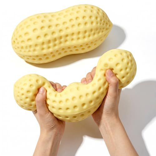 OKESYO Erdnüsse Squishy XXL, Fruits Squishy Groß, Giant Peanut Quetschspielzeug, Giant Obst Squishies für Erwachsene, Stressabbau, Entspannung