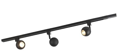 QAZQA - Modern Schienensystem Komplettset I Spotlight I Deckenspot I Deckenstrahler I Strahler Gissi 3-flammig Spotbalken schwarz I Wohnzimmer I Schlafzimmer - Stahl Länglich - LED geeignet GU10
