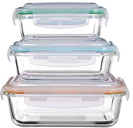 Premier Housewares Freska Glass Containers, Multi-Colour, Set of 3
